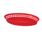 image of TableCraft 1086R Red Oval Food Basket – 12-3/4" x 9-1/2" x 1-1/2", Polypropylene Heat‑Resistant 150°F USA