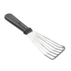 image of TableCraft Products 10942 - Stainless Steel Fish Turner, 6" x 2-7/8" x 5/8", Black Handle, Dishwasher Safe
