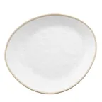 image of TableCraft 10967 Europa Freeform Plate, 10-1/2" x 9" x 1-1/8", White Stone Beige Rim, Dishwasher Safe