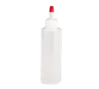 image of TableCraft 1104 Chef Squeeze Bottle, 4 oz, Clear Plastic, Red Cap, Dishwasher Safe, Natural Cone Tip