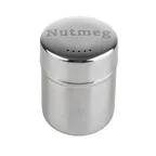 image of TableCraft Products 11052 - 6oz Nutmeg Stainless Steel Cheese Shaker, Silver Lid, Dishwasher Safe