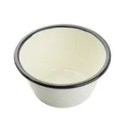 image of TableCraft 11151 - 14oz Round Metal Bowl, 5-1/4" x 5-1/4" x 2-5/8", Black/White Enamel over Steel