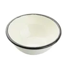 image of TableCraft Products 11152 Enamelware Bowl, 24 Oz (3/4 Qt) 6¼" Dia x 2¾" H, Steel, Black/White