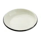 image of TableCraft Products 11153 - 12oz Round Coupe Plate, 7-3/8" Dia, Black/White Porcelain Enamel Steel