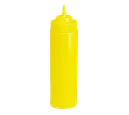 image of TableCraft 11253M Squeeze Bottle - 12oz Wide Mouth Yellow Polyethylene 53mm Opening Dishwasher Safe