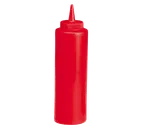 image of TableCraft 112K-1 Squeeze Bottle – 12oz Red Polyethylene, Cone Tip, Dishwasher Safe, PerfectFlex