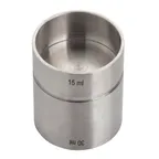 image of TableCraft 11414 Stainless Steel Thimble Jigger, 1/2 oz & 1 oz, 200 Series, Dishwasher‑safe, Markers