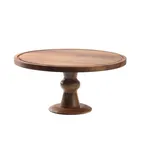 image of TableCraft 11441 Acacia Cake Plate Display Stand, 12-1/2" Dia., 6" H, Round Wood, Unassembled