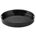 image of TableCraft Products 11492 - 15" Round Melamine Tray, Black, Dishwasher Safe, 2" Height
