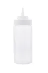 image of TableCraft 11663C-1 Squeeze Bottle, 16oz Clear Polyethylene, 63mm Standard Tip, Clear Cap