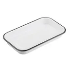 image of TableCraft Products 11671 Sheet Pan, 10-1/8" x 6" x 1-1/8", White/Black, Melamine, Glazed