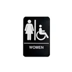 image of TableCraft Products 11673 Women/Accessible Sign - 6" W x 9" H, 1/8" D, Poly, Black/White, Dishwasher Safe