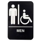 image of TableCraft Products 11674 Compliance Sign, Men/Accessible, 6"W x 9"H, Polystyrene, Black and White