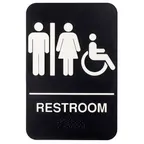 image of TableCraft Products 11676 - Women/Men Accessible Sign, 6"W x 1/8"D x 9"H, Black & White Polystyrene