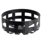 image of TableCraft 11693 Round Metal Basket, 10-1/4" W x 10-1/4" D x 4" H, Galvanized Steel, Black