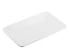 image of TableCraft 11772 - Ridge Collection White Melamine Rectangular Serving Platter, 13" W x 8" D