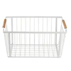 image of TableCraft Products 11787 Storage Basket, 14½" W x 10¼" D x 7¼" H, Steel Handles, White