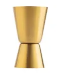 image of TableCraft 11817 - 0.5 oz / 1 oz Gold 18/8 Stainless Steel Jigger, 1.5"W x 1.5"D x 2.625"H