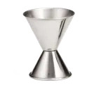 image of TableCraft 1206 - 1 oz / 2 oz Stainless Steel Bar Jigger, Rolled Edge, Dishwasher Safe, 18/8