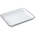image of TableCraft Products 12161 Canteen Tray – 16" x 11.5" x 1.5" Rectangular Melamine White Platter