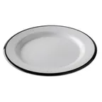 image of TableCraft 12165 White Melamine Round Plate, 7.875" x 7.875" x 0.625", Medium Rim