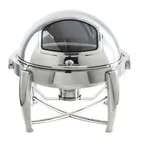 image of TableCraft 12187 Dripless Roll‑Top Chafer, 6 qt (1‑1/2 gal) Round, 19.5" Stainless Steel & Glass
