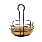 image of TableCraft 12267 Countertop Condiment Caddy – 8.25" x 8.25" x 10.5", Black Acacia Wood, 1-Section