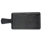 image of TableCraft 12454 Onyx Melamine Serving Tray, 16.5" x 7" x 0.625", Black, Rectangular, 4.5" Handle