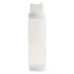 image of TableCraft 12463C2F Dualway Squeeze Bottle 24 oz 63mm Mouth Double Tip Clear LDPE Clear/White Cap