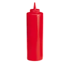 image of TableCraft Products 12463K Red 24oz Wide-Mouth Squeeze Bottle 63mm Opening Polyethylene DishwasherSafe