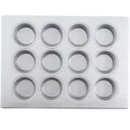 image of TableCraft 12475 Muffin Pan – 12-Cup, 18"x13"x1.25", Aluminized Steel, Silicone‑Glazed Non‑Stick