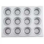 image of TableCraft Products 12476 Muffin Pan – 12-Cup, 6 oz, 18" x 13" x 2", Steel, Non‑Stick