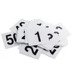 image of TableCraft Products 12502 Table Numbers Set, 4" x 3.75" PVC Cards, Black/White, 1-50 - 50/Set