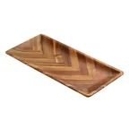 image of TableCraft 12568 Acacia Serving Tray, 11.75" x 5.75" Rectangular, Tan Tone on Tone Wood, Cash & Carry