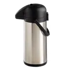 image of TableCraft 12659 Airpot – 3 L Vacuum Insulated Stainless Steel 6" x 8.5" x 15.25" Push Button