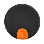 image of TableCraft Products 12673 Decaf Lid, 3.5" x 3.5" x 2.125" Orange Thumb Press Polypropylene Black