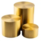 image of TableCraft Products 12706 - 3-Piece Round Riser Set, 8"x8"x9", 14/1 Stainless, Gold, 3/Set