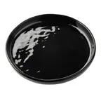 image of TableCraft Products 12762 - Ridge Collection 6" x 6" x 0.75" Round Black Melamine Plate, High Gloss
