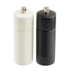 image of TableCraft 12857 Salt & Pepper Mill Set, 1-1/2oz, 1-3/4" Dia. x 5-1/2" H, Wood, Black & White, 2/Set