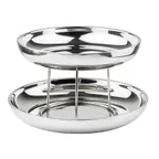 image of TableCraft 12912 Seafood Tower, 2-Tier Round Mirror Stand, 14" Dia., 8-1/2" H, Stainless Steel