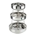 image of TableCraft Products 12913 - 3-Tier Stainless Steel Tower, 14" Dia, 13-3/4" H, Mirror, 10-14" Bowls