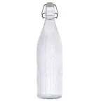 image of TableCraft Products 12976 - 34oz Clear Fluted Soda Lime Glass Decanter Carafe, Resealable