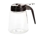 image of TableCraft 1370BK Syrup Pourer – 8oz Modern Glass Dispenser, Black ABS Top, Dishwasher Safe