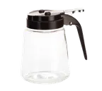 image of TableCraft 1371BK Syrup Pourer - 12oz Glass Jar, Black ABS Top, Dishwasher Safe, Fits Rack 1370R