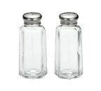 image of TableCraft 155S&P-2 Salt & Pepper Shaker – 2oz, 1‑5/8”×1‑5/8”×4”, Paneled Glass, Stainless Steel Top