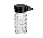 image of TableCraft Products 163MPBK - Glass Shaker, 1‑1/2 oz, 1‑9/16" Dia x 3‑9/16" H, Black ABS Top