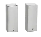 image of TableCraft Products 167 - Steel Salt & Pepper Shaker Set, 1‑3/8" H x 1‑3/16" W, Dishwasher Safe- Set
