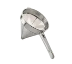 image of TableCraft Products 1712 - 6-Qt 12" China Cap Fine Strainer, 18/8 Stainless Steel, Heavy Duty