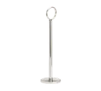 image of TableCraft 1918 Menu Card Holder / Number Stand, 18" Bottom, 13-19" Height, 1-4" Width, Chrome Base