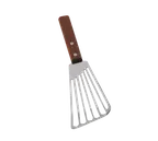 image of TableCraft Products 2003 Stainless Steel Slotted Turner, 6" Blade, Wood Handle